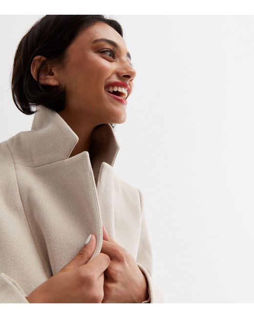 New Look Synthetic Unlined Belted Long Coat in Cream (Natural) Lyst UK