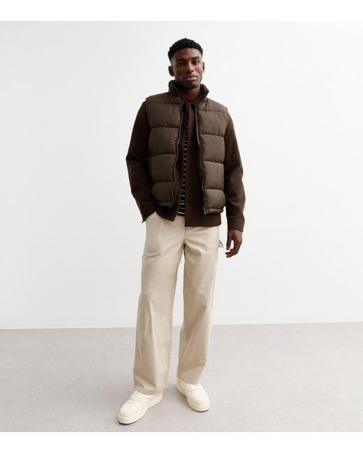 New Look Brown Regular Padded Puffer Gilet for men