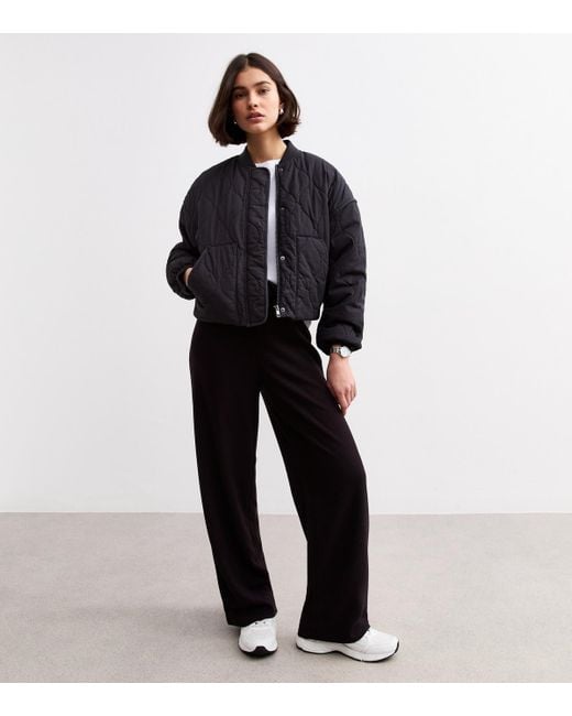 New Look Black Soft Touch Wide Leg Trousers