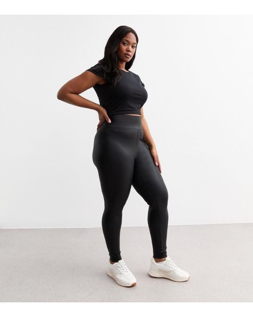 New Look Black Plus Size Faux Leather Leggings Curves