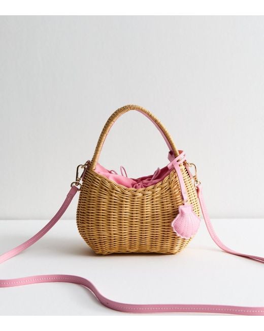 New Look Multicolor Wicker Basket Shoulder Bag