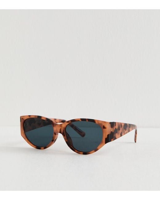 New Look Blue Tortoiseshell Oval Sunglasses