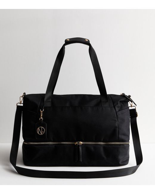 New Look Black Zip Base Weekend Bag