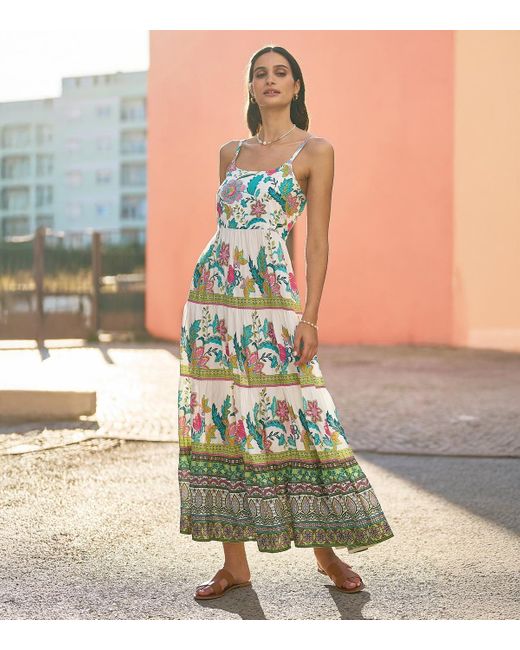 Yumi Mint Floral Tea Dress With Front Ties