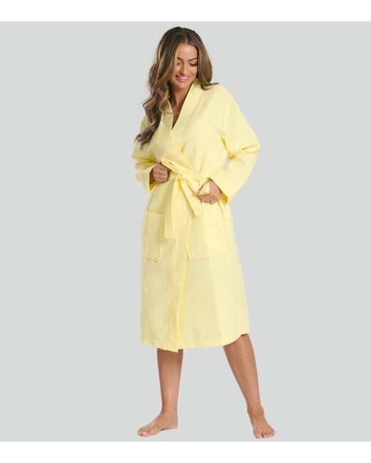 Loungeable Yellow Waffle Robe New Look