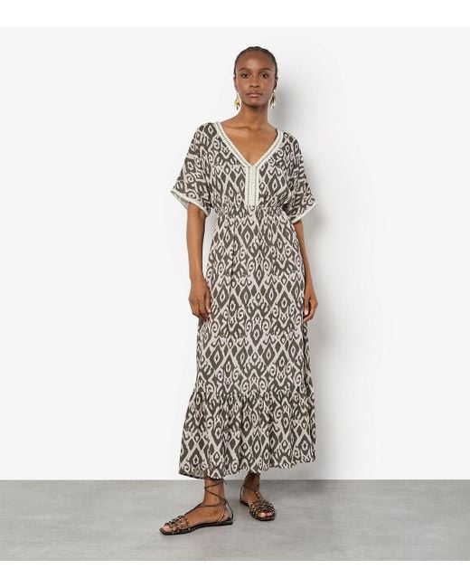Apricot White Khaki Swirl Print Dress New Look