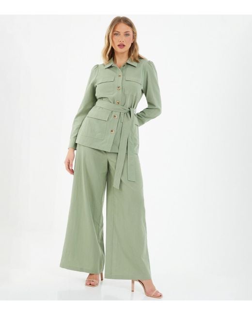 Quiz Green Wide Leg Trousers New Look