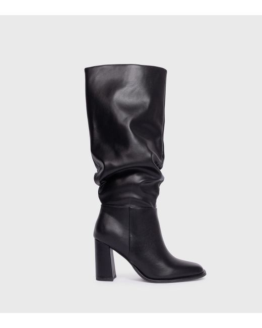 London Rebel Black Slouch Knee High Boots New Look