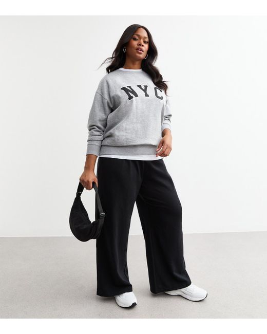 New Look Plus Size Wide Leg Joggers Curves in White Lyst UK