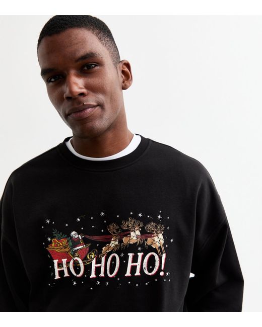 New Look Regular Santa Print Cotton Blend Sweatshirt in Black for Men Lyst UK