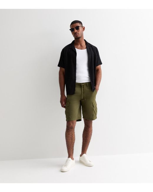 Only & Sons Green Khaki Cargo Shorts New Look for men