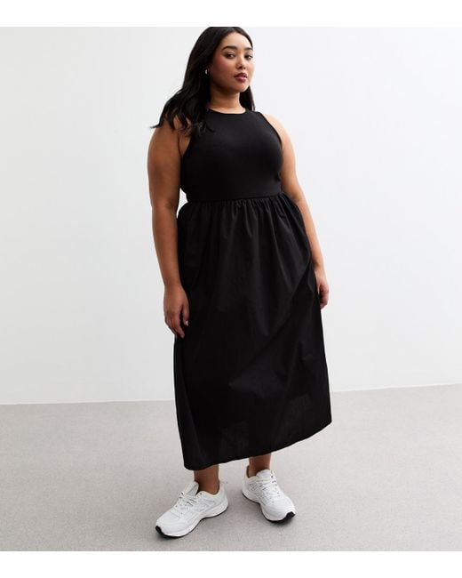 New Look Black Plus Size Jersey Poplin Midi Dress Curves