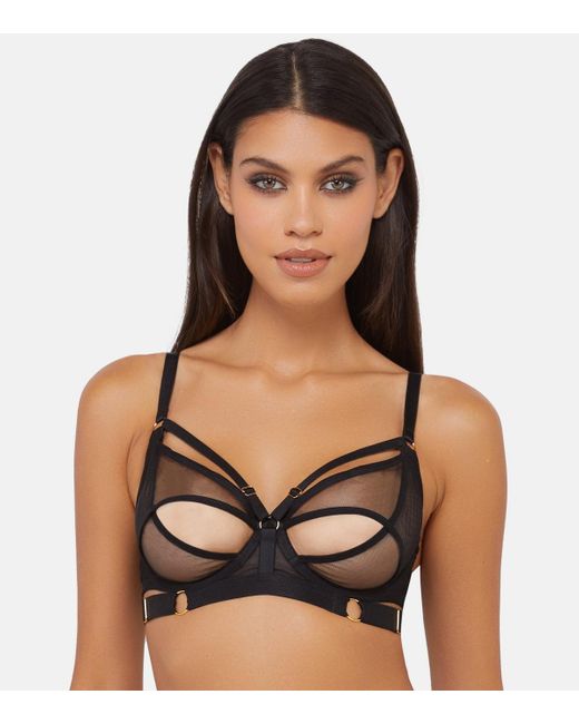 Wolf & Whistle Black Alexa Mesh Overlay Bra New Look