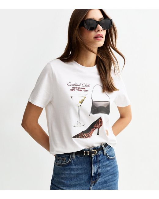 New Look White Bag And Heels Print T-Shirt