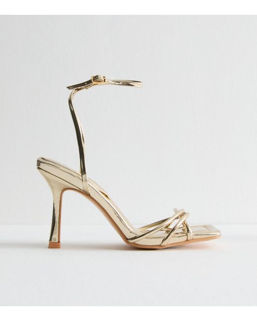 Public Desire Fizzy Metallic Faux Leather Sandals New Look