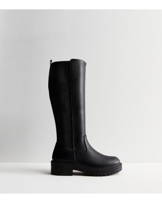 New Look Black Wide Fit Chunky Knee High Boots