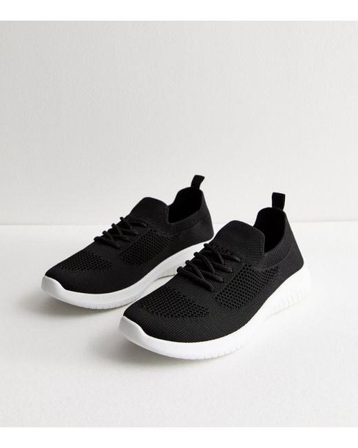 New Look Black Knit Chunky Trainers