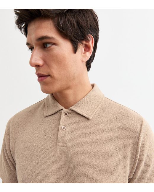 New Look Natural Regular Textured Polo Top for men