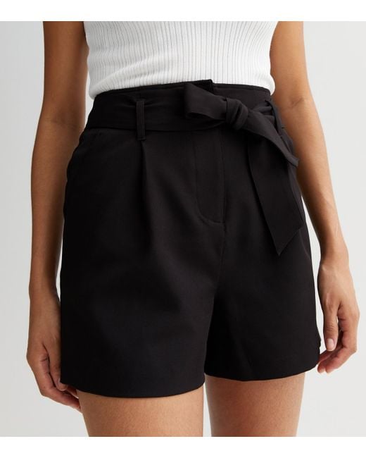 New Look Black Tall High Waisted Belted Shorts