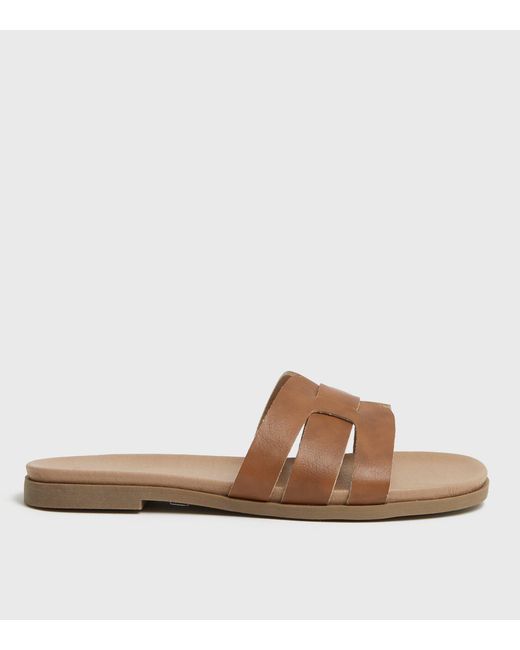 new look tan sliders