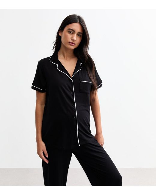 New Look Black Maternity Short Sleeve Pyjamas