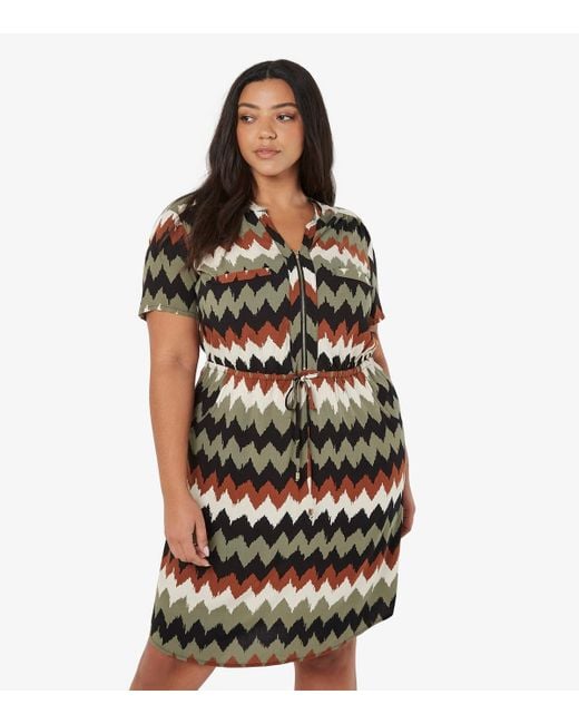 Apricot Black Curve Chevron Print Belted Mini Dress New Look