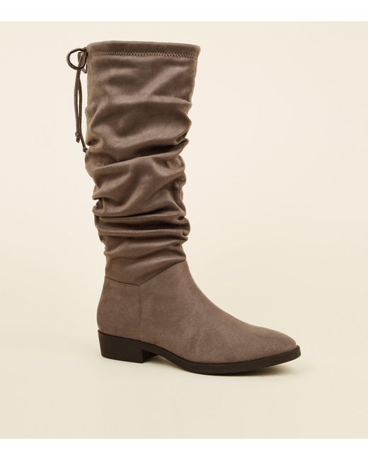 new look grey knee high boots