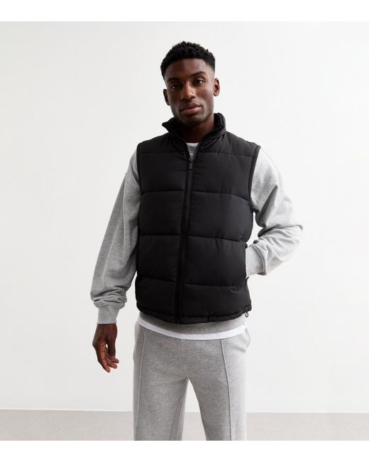 New Look Black Regular Padded Puffer Gilet for men