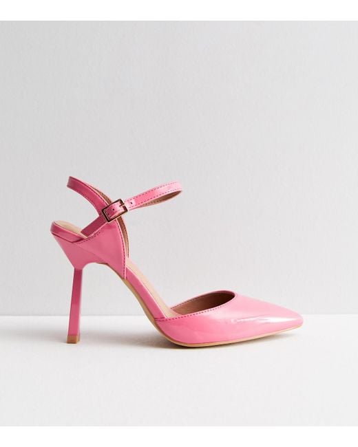 New Look Pink Patent Stiletto Heel Court Shoes