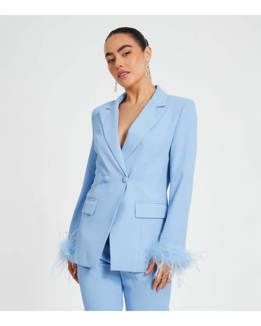 Quiz Blue Petite Double Breasted Blazer New Look