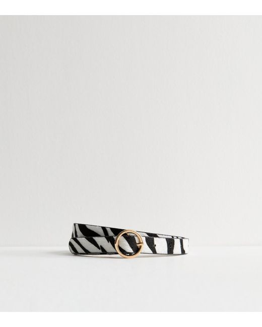New Look White Brushed Zebra Print Belt