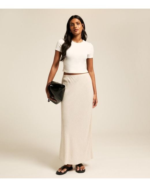 New Look Natural Linen Blend Bias Cut Midi Skirt