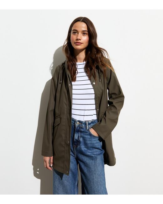New Look Brown Unlined Hooded Raincoat