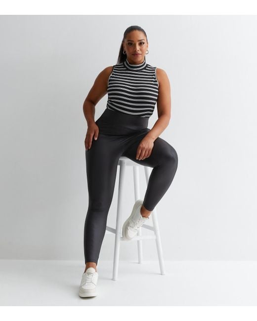 New Look White Plus Size Leather-Look High Waist Leggings Curves