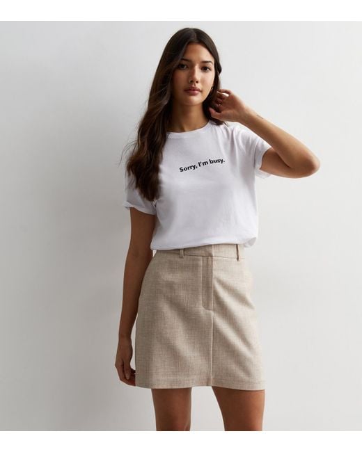 New Look Brown Textured High Waist Mini Skirt