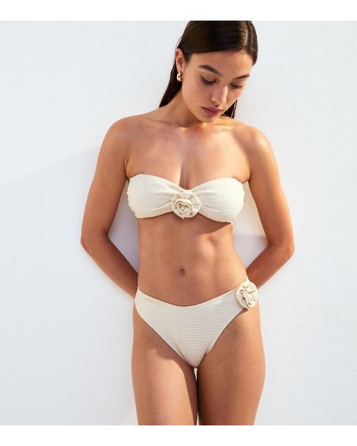 New Look Brown Rose Applique Bikini Bottoms