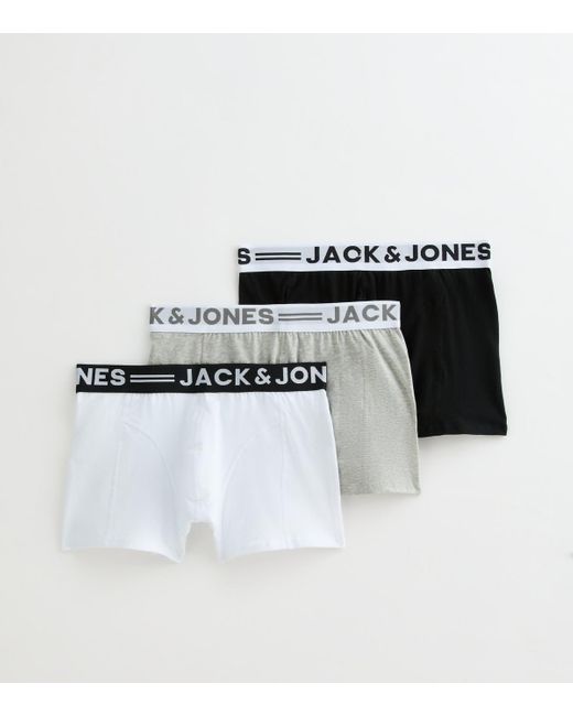 Jack & Jones Black Pack Of 3 Multicoloured Branded Boxers New Look for men