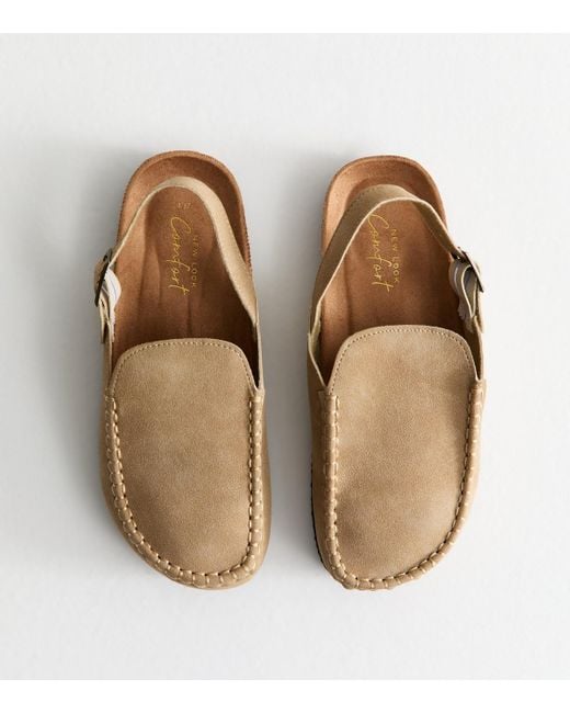 New Look Natural Faux Suede Slingback Mules Vegan