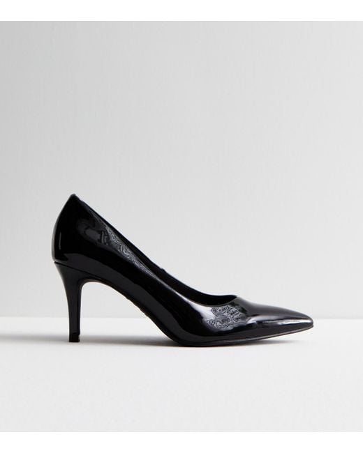 New Look Black Patent Stiletto Heel Court Shoes