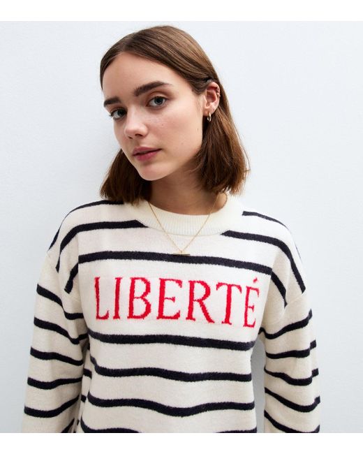 New Look Gray Liberté Stripe Knitted Jumper