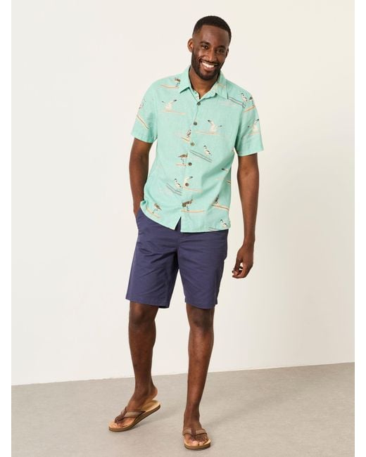 FatFace Green Fatface Short Sleeve Relaxed Fit Bird Print Shirt for men
