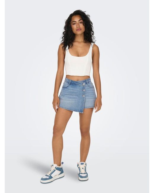 ONLY Blue Mini Denim Wrap Skort