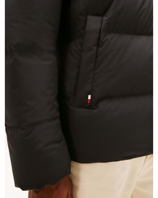 Tommy Hilfiger Black Water Repellent Down Hooded Puffer Jacket for men