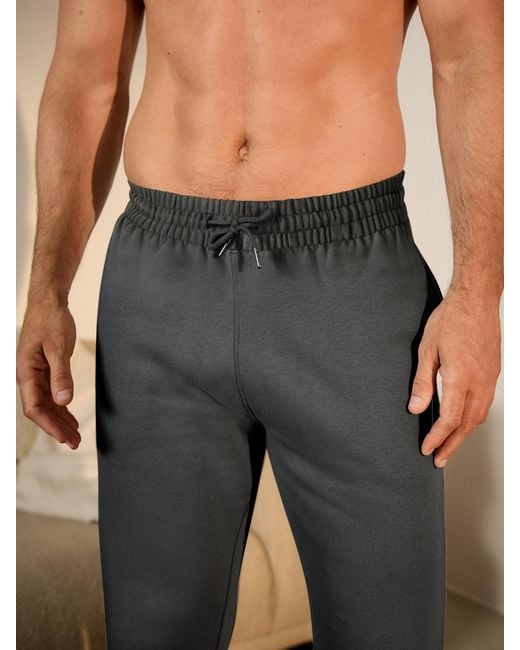 Next Gray Open Hem Regular Fit Brushback Joggers for men