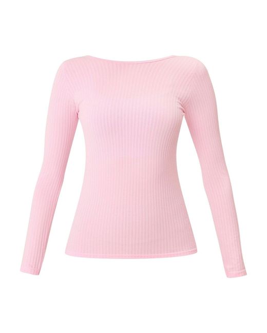Sweaty Betty Pink Mindful Flex Boat Neck Long Sleeve Top