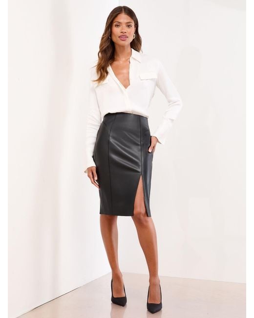 Lipsy White Side Split Midi Skirt