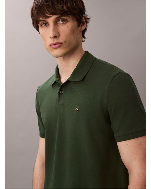 Calvin Klein Green Cotton Pique Classic Polo Shirt for men