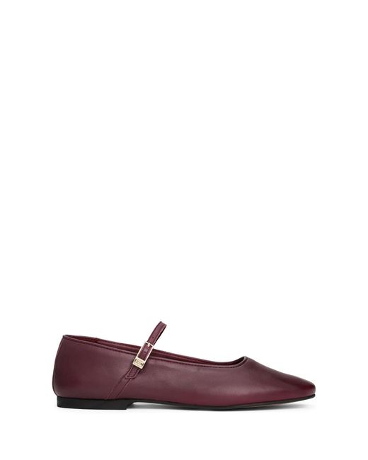 Tommy Hilfiger Purple Leather Mary Jane Ballerinas