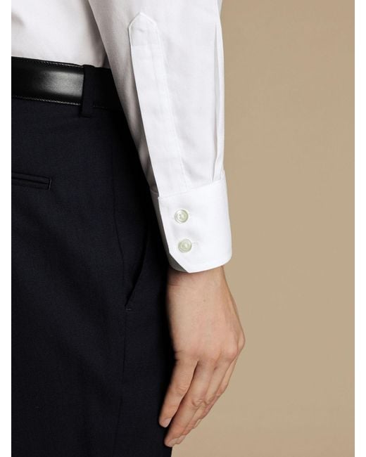 Charles Tyrwhitt Extrem Cutaway Slim-Fit-Hemd Aus Bügelfreiem Twill, 100 Baumwolle in White für Herren
