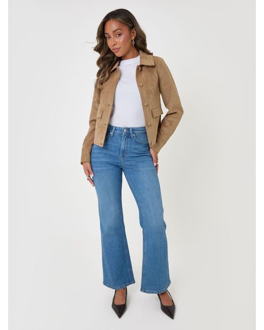 Threadbare Blue Faux Suede Collared Jacket